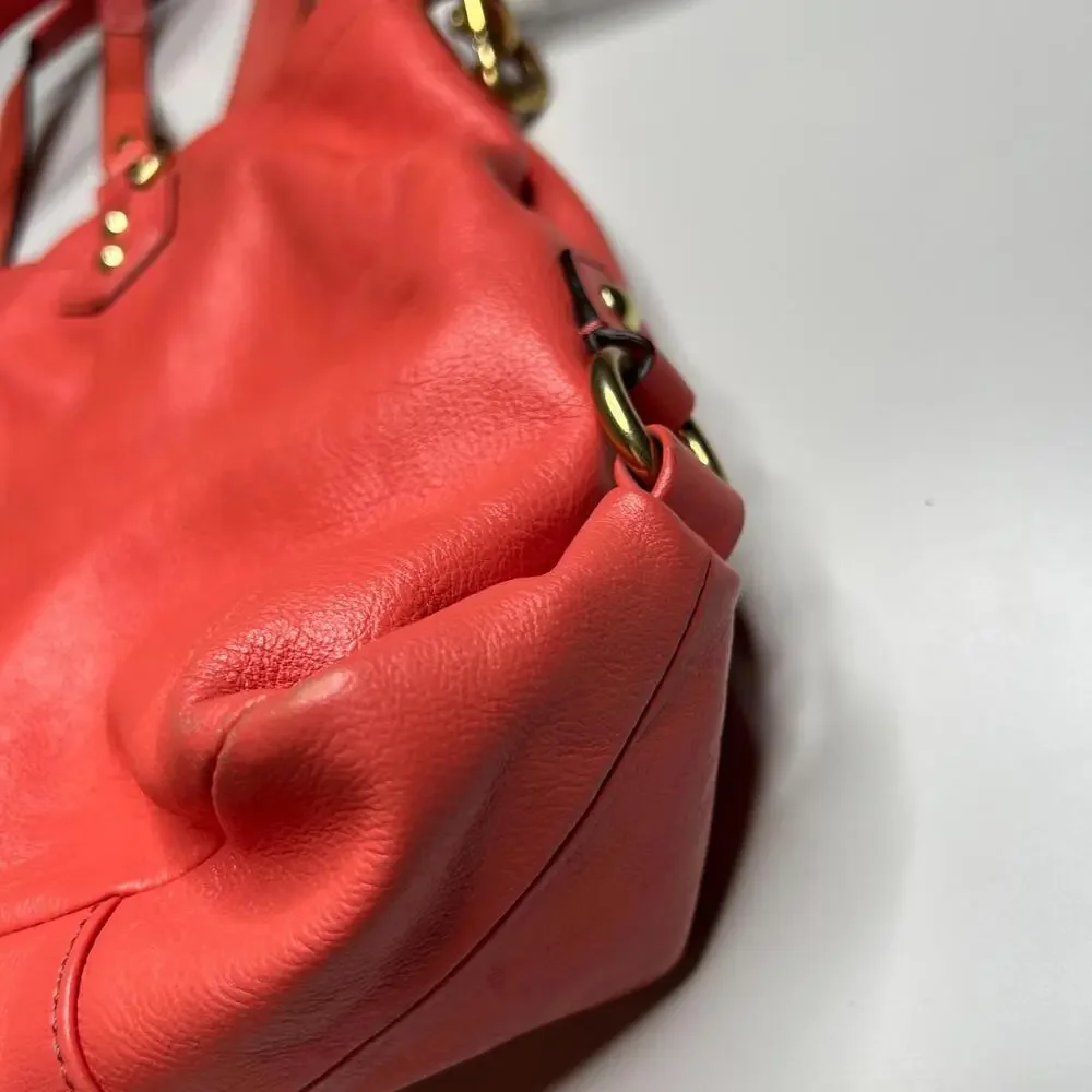 Coach Ashley‎ Vermillion Leather Carryall Purse F19243 D1375 Tote Shoulder Bag